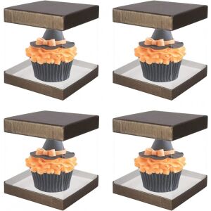 Комплект от 4 подаръчни кутии CODOHI, кафяви/прозрачни, 10 x 10 x 10 см 123915169 - Опаковане на подаръци