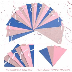 Set de 3 ghirlande cu fanioane G2PLUS, carton, roz/albastru, 4 m 123915480 - Accesorii pentru petrecere