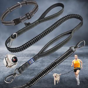 Lesa dubla pentru animale Miscis, nailon, negru, 60-130 cm 123915540 - Lese