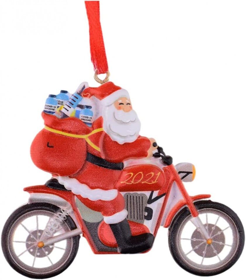 Decoratiune Mos Craciun DYWW, rosu, rasina, 7 x 8 cm