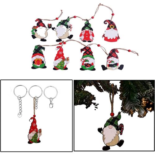 Set de 7 decoratiuni de Craciun DYWW, lemn, multicolor, 9 x 8 cm