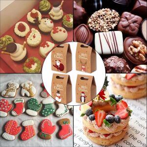 16er Set Dyww Weihnachtsgeschenktüten, Papier, braun/rot, 10,5 x 6,5 x 17,5 cm 123916422 - Geschenkverpackungen