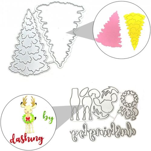 Set aus zwei Weihnachtsbaum- und Hirschformen, Kohlenstoffstahl, Silber, 95 x 90 mm / 98 x 75 mm 123916322
