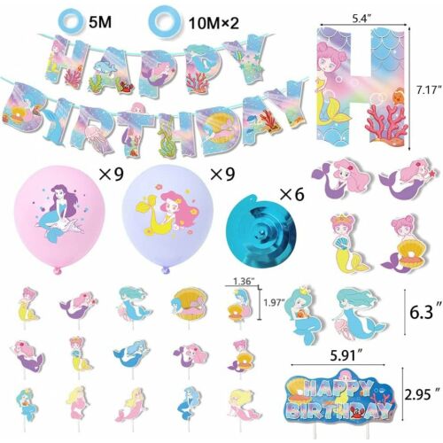Meishang Party-Deko-Set, Meerjungfrau, Multicolor, Folie/Latex/Papier, 44-teilig 123916386