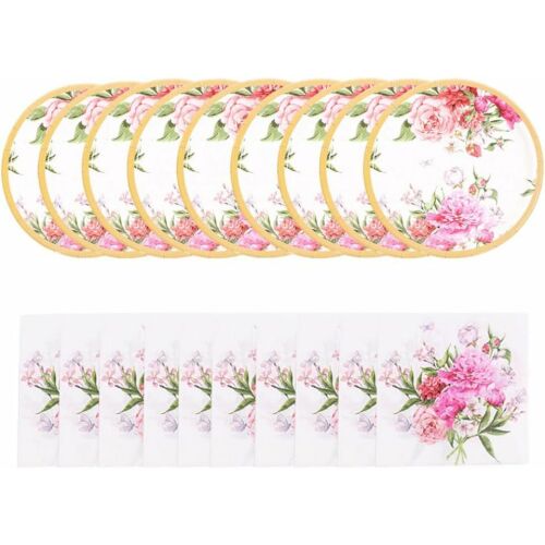 8 db Amycute partitányér és 16 db szalvéta készlet, többszínű, papír, 23 cm 123917104