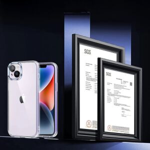 Set aus 3 Displayschutzfolien, einer Hülle und 3 Kameraschutzfolien kompatibel mit iPhone 14 Plus, Panzerglas/Silikon, Transparent/Schwarz, 6,7 Zoll