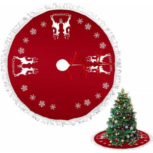 Covoras pentru bradul de Craciun Weysoo, textil, rosu, 90 cm 123918770 - Decorațiuni de Crăciun