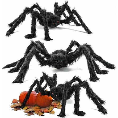 3 db Halloween pók készlet YONGIAGA, fém/textil, fekete, 75 cm