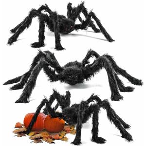 Zestaw 3 pająków halloweenowych YONGIAGA, metal/materiał, czarny, 75 cm 123919566 - Dekoracja na Halloween
