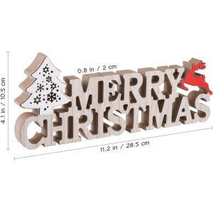 BESPORTBLE Dekoracja świąteczna LED, naturalny/czerwony, drewno, 28,5 x 10,5 cm 123920043 - Dekoracja świąteczna