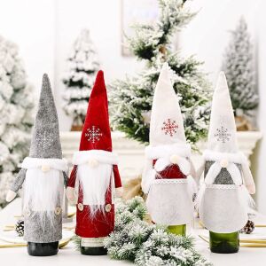 4er Set ANPTER Weihnachts-Weinflaschenhüllen, Textil, mehrfarbig, 39 x 13 cm 123920177 - Saisonale Dekoration