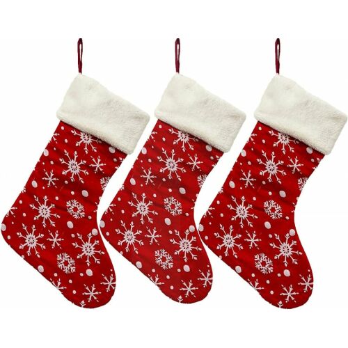3er Set ANPTER Weihnachtsstrümpfe, Textil, rot/weiß, 46 cm 123920141