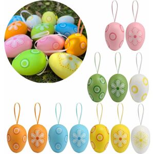 Set de 12 oua colorate pentru Paste BROMMAT, plastic, multicolor, 6 x 4 cm 123921245 - Decorațiuni de Paște