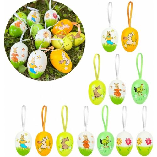 Set de 12 oua colorate pentru Paste BROMMAT, plastic, multicolor, 6 x 4 cm