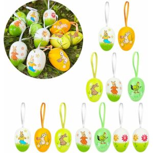 Set de 12 oua colorate pentru Paste BROMMAT, plastic, multicolor, 6 x 4 cm 123921248 - Decorațiuni de Paște