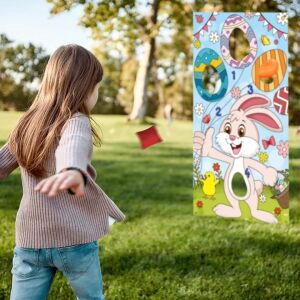 Joc de aruncare cu iepuras de Paste Lopotin, 4 piese, poliester, multicolor, 75 x 135 cm 123921403 - Jocuri de îndemânare în aer liber