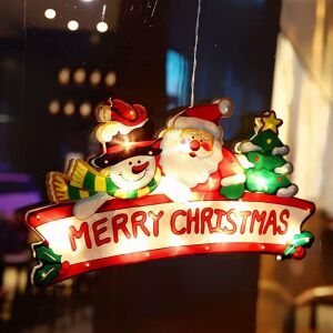 Decoratiune de Craciun pentru fereastra Swkangrd, LED, plastic, multicolor, 25 x 13,7 cm 123923455