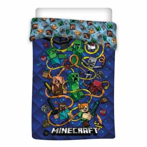 Minecraft paplanhuzat színes mintával, különböző Minecraft karakterekkel kék alapon