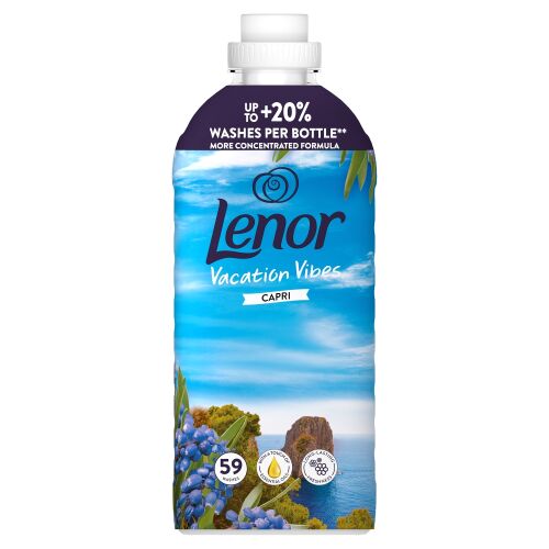 Lenor Vacation Vibes Capri Weichspüler, 59 Wäschen, 1.239L Flasche, frischer Duft, langanhaltende Frische, konzentrierte Formel