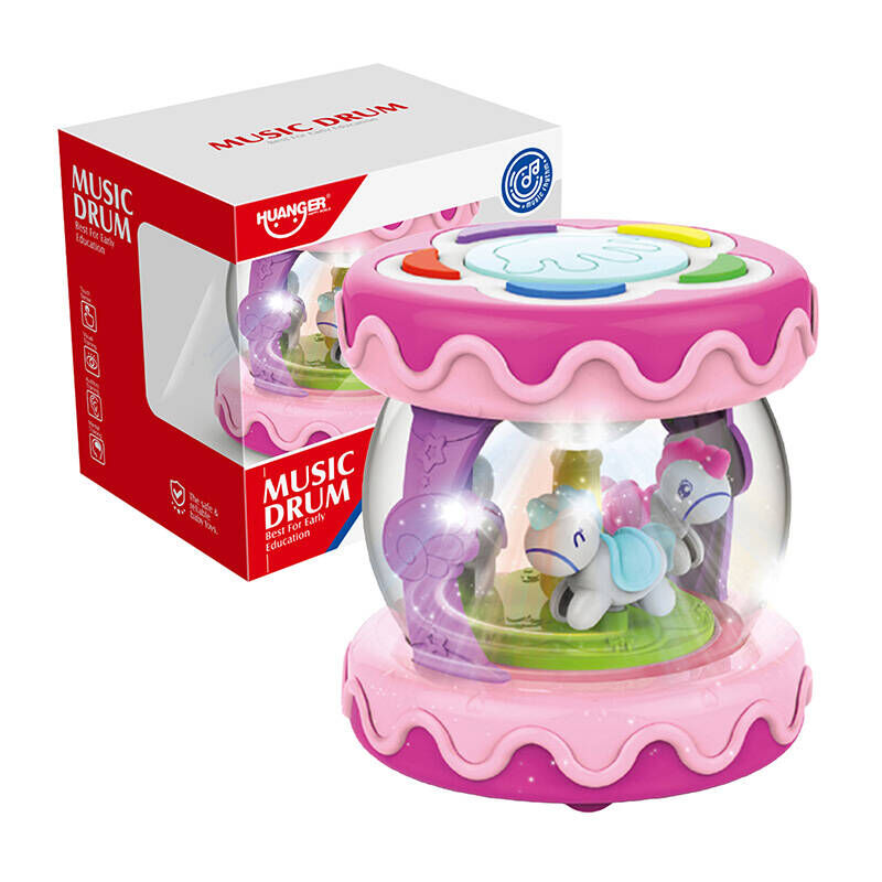 Huanger HE0702 3az 1ben Zenés játékdob - Rózsaszín
