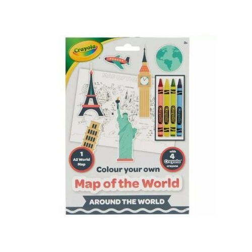 Crayola A2 Mapa Świata do kolorowania z kredkami