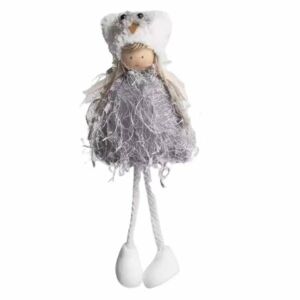 Iris Weihnachts-Hängefigur Textil Mädchen 20cm - Grau - Weihnachten