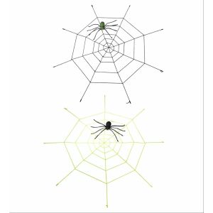 Große Halloween-Spinnennetz-Dekoration mit leuchtender Spinne, 220 cm Durchmesser - Halloween-Dekoration
