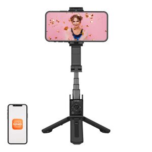Hohem iSteady Q smartphone gimbal stabilizer with built-in tripod, black, front view - Image Stabilizer