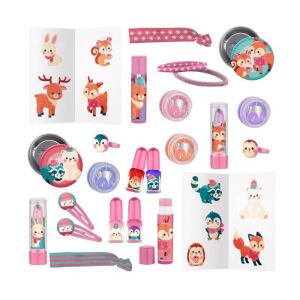 Set de machiaj KTN Christmas Animals Beauty Calendar Advent - 24 zile de surprize pentru fete, inclusiv balsamuri de buze, accesorii de păr și multe altele - Calendare de Advent
