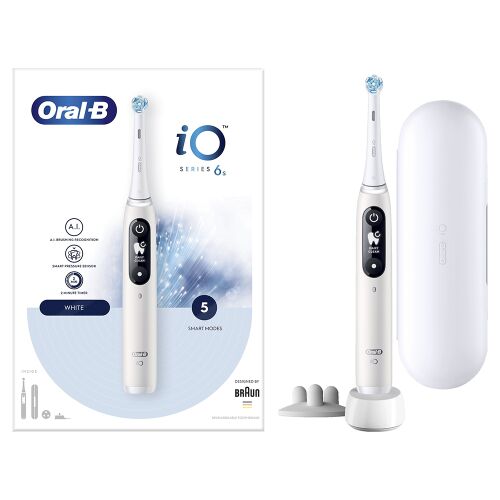 Oral-B iO Series 6 Biała Elektryczna Szczoteczka do zębów ze stacją ładującą i etui podróżnym