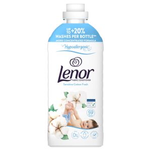 Lenor Sensitive Cotton Fresh Fabric Conditioner, 59 washes, 1.239L, Hypoallergenic, for Sensitive Skin, Cotton Scent - Laundry Gel, Liquid fabric softener and Detergent capsule & tablet