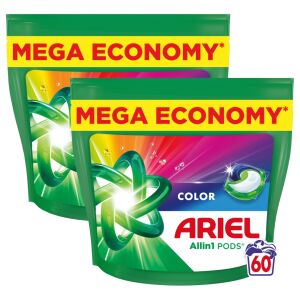 Ariel Allin1 Pods Color Capsule Detergent, Pachet Mega Economy - Gel de spălare, Clătiți și Capsulă de spălare
