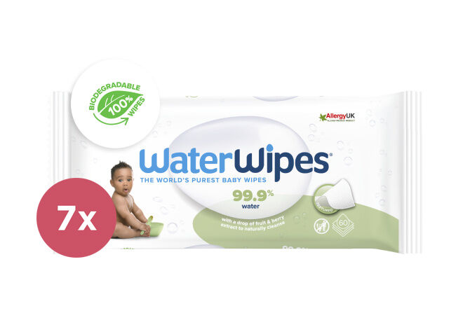 7x WATERWIPES Nedves törlőkendők, műanyagmentes Soapberry 60 db (...