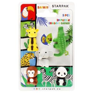 Safari állatos 3D puzzle radír - 5 darabos 123968705 - Starpak