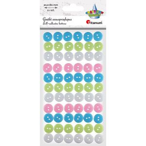Guziki plastikowe samoprzylepne pastel 66szt 123968710 - Zestaw do rzemiosła artystycznego