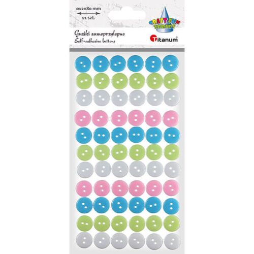 Kunststoffknöpfe, selbstklebend, pastellfarben, 66 Stück