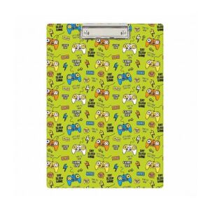 GAMER csiptetős felírótábla játék kontroller mintával, zöld PVC felírótábla - Felírótábla