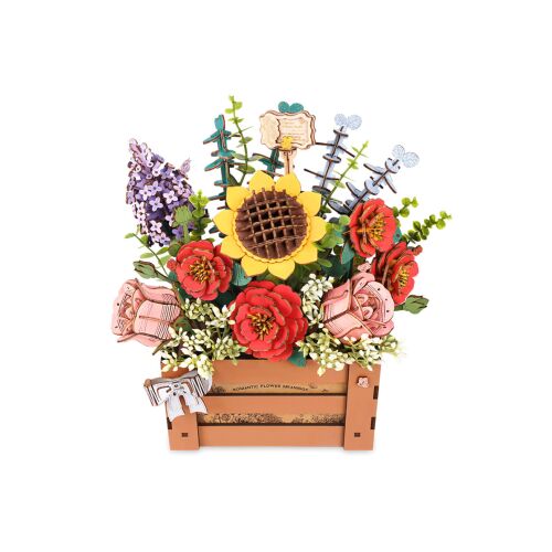 Virágcsokor fa ládikóban 123969953