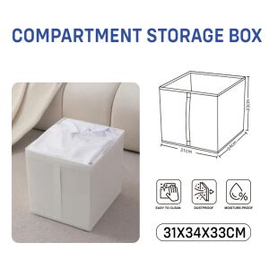 Ruhatároló doboz, nagy, fehér, poliészter, 31×34×33 cm, fogantyú 124013498 - Gardrób rendszerező