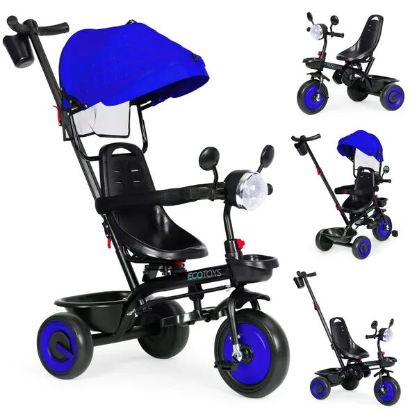 E-shop Ecotoys 3 v 1 modrá detská trojkolka 6 mesiacov+