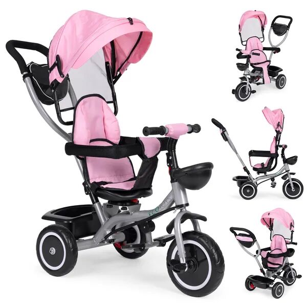 E-shop Ecotoys Kočík trojkolka 2v1, otočné sedadlo, ružový