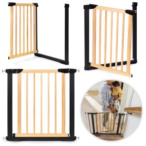 Ecotoys safety gate collage: multiple views and usage example - Nursery Safety
