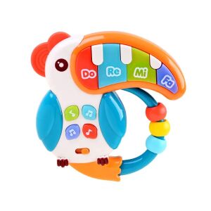 Interaktív tukán mini zongora babáknak fény- és hanghatással, 14×15 cm 124014171 - Zenélő játék