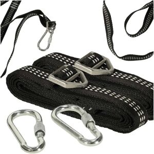 Hammock hanging kit with straps and carabiners, 2 meter long straps, 300 kg weight capacity - Camping & Hiking