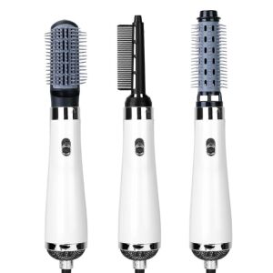 3-in-1-Haartrocknerbürste mit austauschbaren Köpfen, weiß - Haarstyling-Bürste