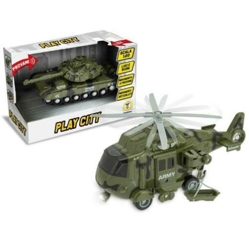 Play City Elemes katonai jármű játékszett tankkal és helikopterrel