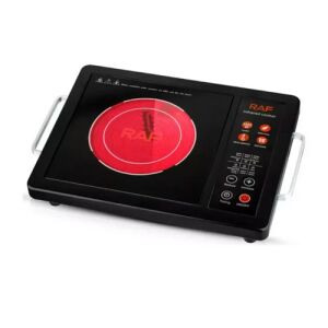 RAF Infračervený varič R-8006B, 3500W elektrická prenosná varná doska s keramickým vykurovacím prvkom, čierna a červená farba, zobrazujúca prednú stranu produktu - Varné dosky