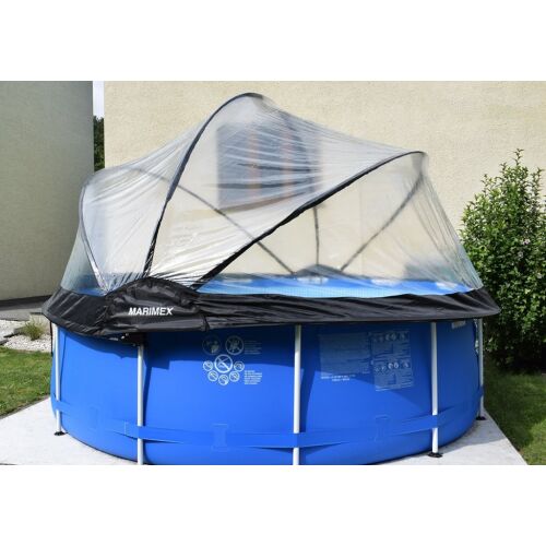 Marimex Pool House Control 3,05 m-es medence takaró, átlátszó kupola takaró a föld feletti medencékhez, védi az időjárástól és az UV-sugaraktól, melegen tartja a vizet