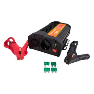 AutoREY 1000W autós tápfeszültség inverter krokodilcsipeszekkel, biztosítékokkal, 12V - 220V átalakító - Autóelektronika