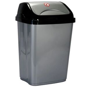 Coș de gunoi din plastic de 26 litri cu capac, negru și gri, pentru casă sau birou - Design interior